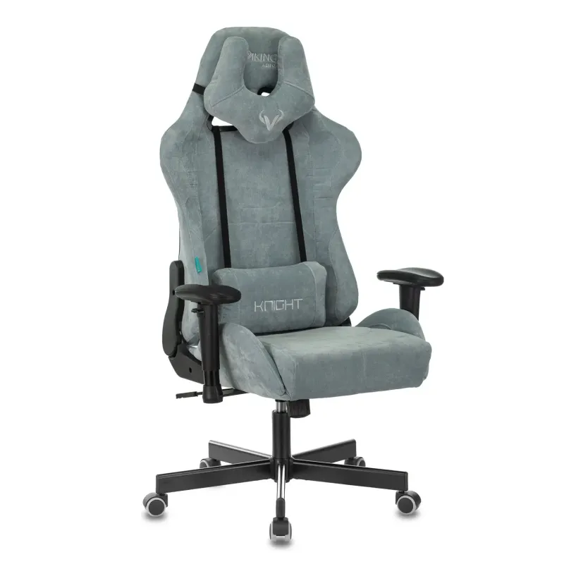 Кресло игровое Бюрократ VIKING KNIGHT LT28 FABRIC серо-голубой крестовина металл главное фото