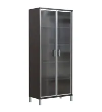 Шкаф высокий со стеклянными дверьми в AL-рамке B 430.8 Венге Магия 900х450х2054 