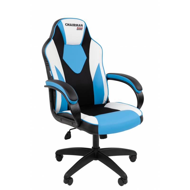 Игровое кресло Chairman Game 17 Россия экокожа черный/голубой/белый главное фото