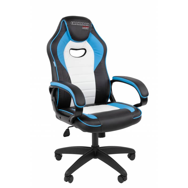 Игровое кресло Chairman Game 16 Россия экокожа черный/голубой/белый главное фото